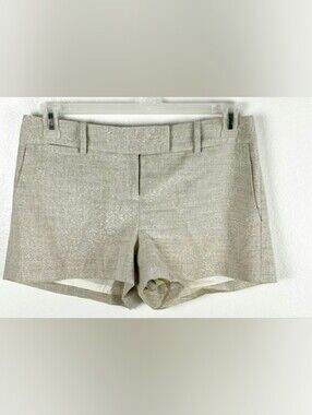 Ann Taylor LOFT Shimmer Cream Beige Textured Tailored Shorts